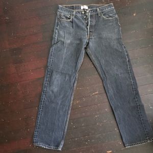 Levi’s 501 straight leg Faded black jeans Label 31 x 34” shrink to fit
